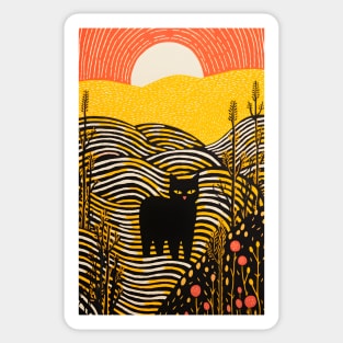 Riso-graphic Cat's Joyful Field Sticker